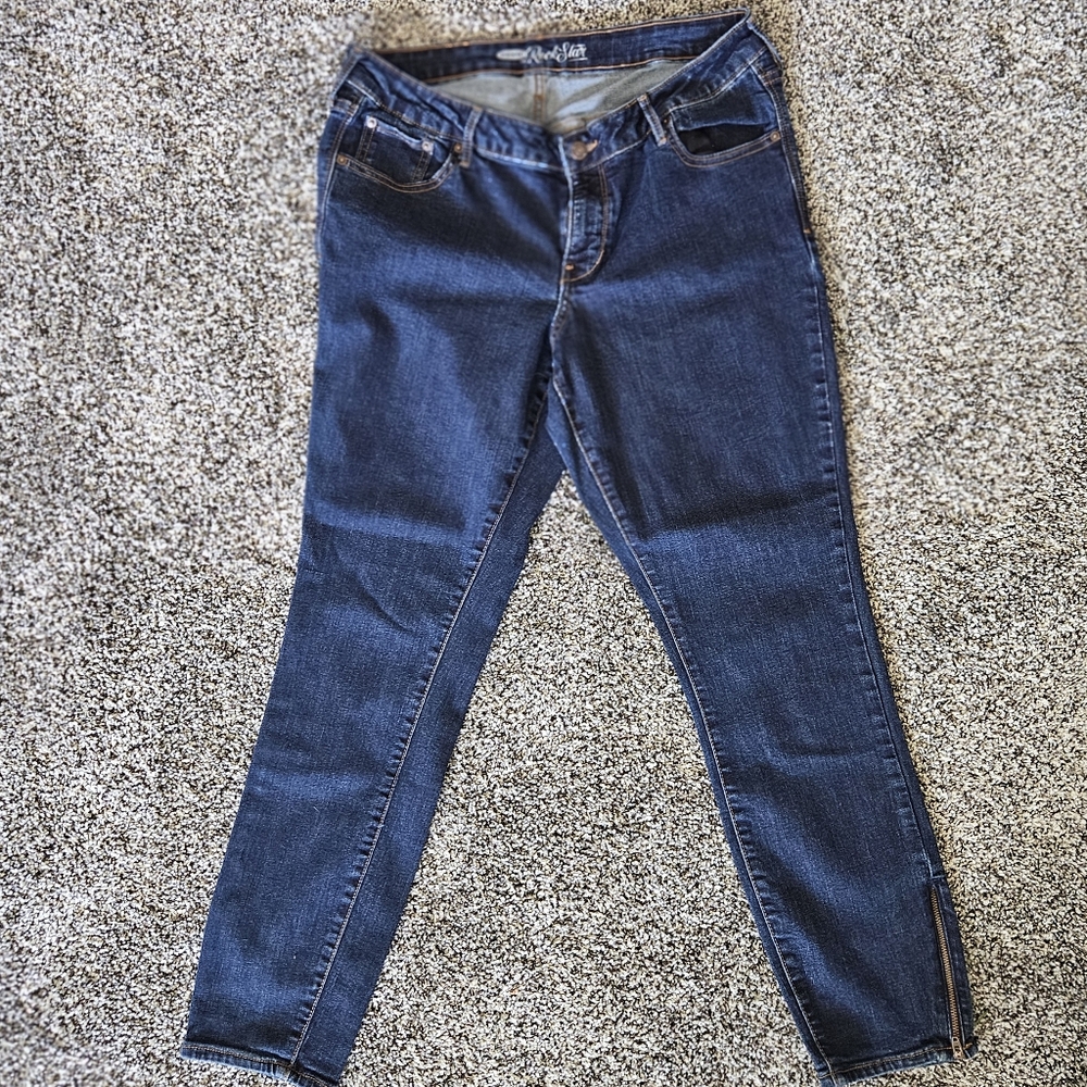 Old Navy Rockstar Skinny Jeans Ankle Zip Dark Wash Women's Size 16